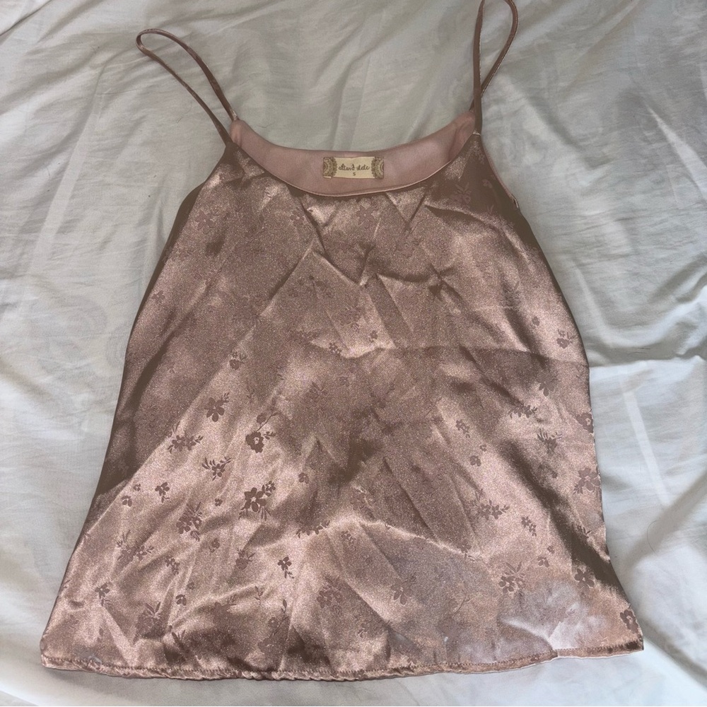 Altar’d State pink floral silk tank top